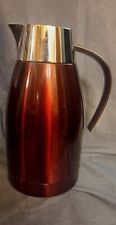STARBUCKS STAINLESS STEEL RED CARAFE POT PITCHER THERMAL VACUUM INSULATED 42 OZ picture