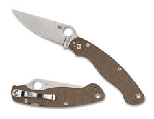 Spyderco Military 2 Folding Knife Brown Canvas Micarta Handle CRU-WEAR C36MPCW2 picture