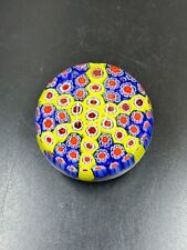 Vintage Italian Murano Style Art Glass Millefiori Paperweight Floral 71mm picture
