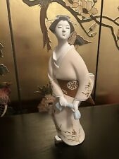 Beautiful Asian Geisha Figurine 16” by 6”Hand Painted and Signed picture