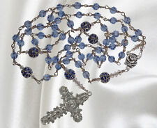 Unbreakable Handmade Catholic Rosary, September Birthstone Crystal Sapphire picture