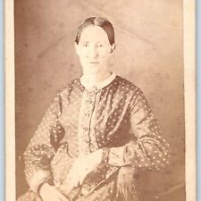 ID'd c1870s Lady Polkadot Dress Woman Lady CdV Photo Card Old Louisa Todd H29 picture