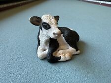 Schleich LYING HOLSTEIN CALF Baby Cow Farm Figure Retired Black & White 13639 picture
