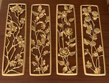 Vtg Syroco Gold Set of 4 MCM Four Season Floral Wall Plaques Hollywood Regency picture