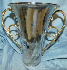 L' Objet Hammered Silverplated with Goldplated Bamboo Handles CHAMPAGNE BUCKET picture