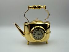 Timex Novelty Gold Metal TEAPOT Mini Clock ~ New Battery picture