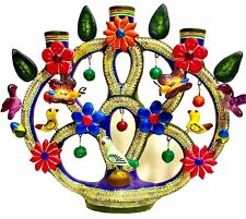 Vibrant Mexican Tree Of Life Folk Art Candelabra All Handcrafted Spring Vintage picture