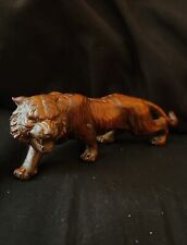 6-1/4in Vintage Wooden Chinese Tiger Figurine picture