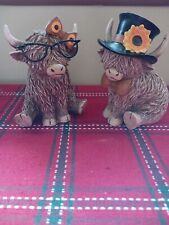 New 2024 Fall Hobby Lobby  Highland Cows Sunflower Figures Set Of 2 picture