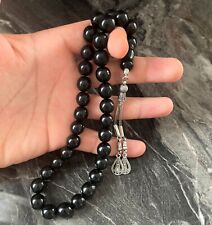 REAL Georgia Oltu Stone Islamic Prayer 33 beads Misbaha Rosary Tasbeeh 12mm BIG picture