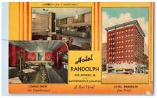 c1950's Hotel Randolph Building Cars Des Moines Iowa IA, Multiview Postcard picture