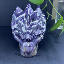 3.61LB Natural dream amethyst Quartz Carved Crystal Skull Reiki Gem gift Decor picture