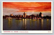 Waterfront At Eventide Skyline View Vancouver, Canada VINTAGE Postcard picture