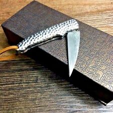 Mini Drop Point Knife Folding Pocket Hunting Survival Tactical Damascus Steel 2