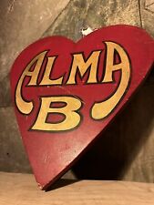 1800s Heart Shaped Alma B Race Horse wood  Love Folk Art Heart Stall Rodeo picture