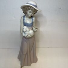 Lladro Nao Figurine Lady W/ White Dog Poodle 1157 10” picture