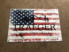 TRAEGER GRILLS USA FLAG DEALER PROMO 3X2 WEATHERPROOF DISPLAY BANNER picture