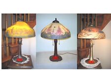 ANTIQUE PITTSBURGH REVERSE AND OBVERSE PAINTED LAMP - SIGNED picture