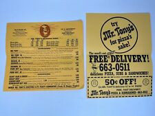 Vintage 1970s, 1980s Tony’s Pizza Menu And Ad, Mr. Tony’s Pizza, Detroit, MI picture
