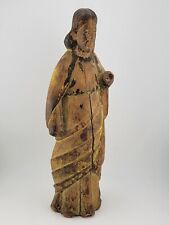 Antique 1700's carved wood polychromed religious Santos Jesus sculpture statue. picture