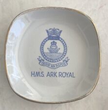 Vntg H. M. S. Ark Royal Butter Pat Dish (?) Blue & White - Dartmouth Englnd picture