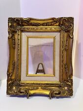 Vintage Gold Gilded Ornate Frame Has Glass & Linen Style Matting 12.75”x10.75” picture