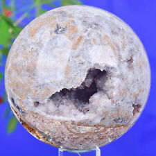 5.07LB Natural brown crystal geode sphere quartz Energy Ball Reiki Healing Gem picture