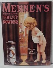 Retro Mennen's Borated Talcum Toilet Powder Metal Tin ADVERTISING SIGN 12 X 16 picture