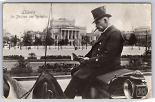 Postcard Leipzig im Zeichen des Verkehrs Man with Cigar Carriage picture