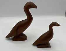 Vintage Hand Carved Wooden Ducks. Signed. Unsure If Beaks Are Broken?? 2” & 3.5” picture