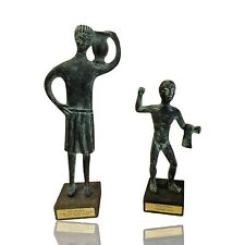 Vintage Italian Arte Etrusca Bronze Sculpture Figurines Set Of 2 picture