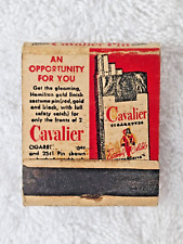 Cavalier Cigarettes Pin Matchbook Cover Tobacco 1940's Vintage No Matches picture