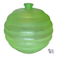 VTG 1970s MCM Marc Aurel German Frosted Lime Green Round Ribbed Glass Vase Retro picture