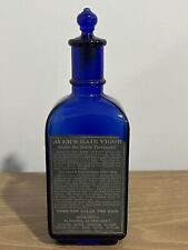 Antique/ Vintage Ayer’s Hair Vigor Cobalt Blue Glass Bottle With Stopper picture