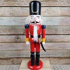 Wood Nutcracker 14 in White Hair and Beard Original Box Sterling Inc Vintage picture