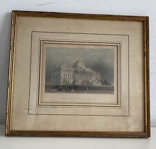 Antique 1838 Engraving Print Principal Front Of The Capitol Washington DC Framed picture