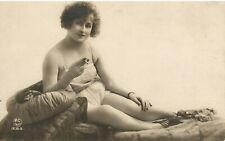 1900's Original RPPC Postcard ~ Sweet Female, Smoking A Cigarette, 