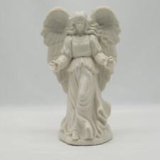 Vintage Ivory Winged Standing Ceramic Angel Figurine Collectible Home Decor picture