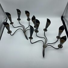 Vintage MCM Hans Jensen Denmark Silverplate Calla Lily Candleholders ~Pair 9” picture