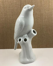 Porcelain Figural White Bird, Floral Frog Bud Vase, 5 openings picture