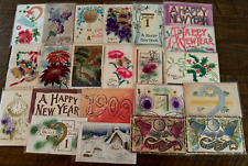 ~Lot of 25 Antique NEW YEAR'S~AIRBRUSHED~Velvet~1900's~Postcards-in sleeves~k143 picture