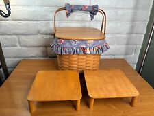 LONGABERGER Large Double-Handled Picnic Basket w/ Liner Protector Table 1998 picture