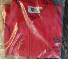 Rare Dealer Sales promo WOLF'S HEAD OIL Sign Golf Shirt 1960s 1970s NOS Red Med picture