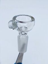 14mm Male Clear Heavy Glass Bowl Piece With Handle. Joint Pipe Slider Thick Wall picture
