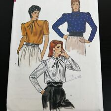 vintage 1980s Vogue 8500 Looped Collar Loose Fit Blouse Sewing Pattern 14 CUT picture