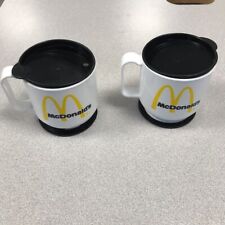 Two McDonald's Plastic Travel Coffee Mugs with lid and base picture
