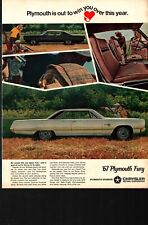 1967 Plymouth Fury 2 Door Hardtop Vintage Print Ad Duck Hunting Hunt blond girl picture