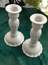 MARYLAND CHINA - PAIR OF WHITE CHINA CANDLEHOLDERS / CANDLESTICKS picture