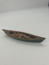 Vitage Miniature Wooden Canoe with Paddles Green 10.5 picture