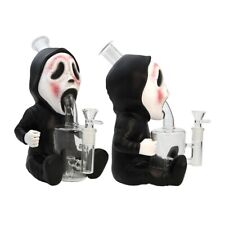 Large Big Silicone Glass Bong Black Noface Smoking Water Pipe Collectible Hookah picture